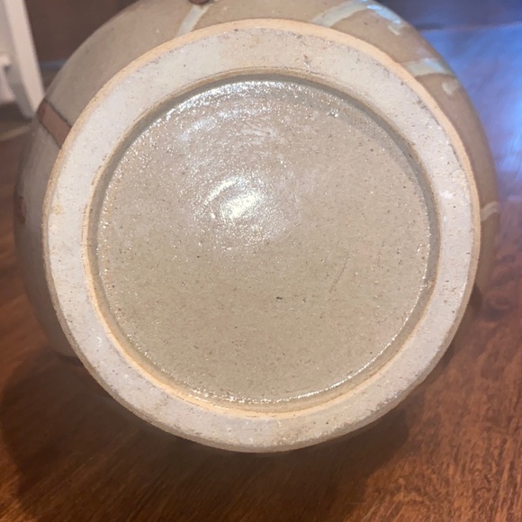 Ceramic Glazed Clay Bottleneck Brown/Teal/ Dark Brown Drip Paint DesignVase/Pot - Picture 8 of 9